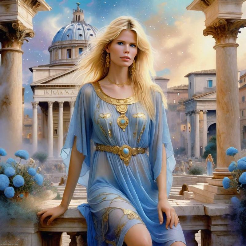Claudia Schiffer in tunic on a Roman Plaza 5.jpg