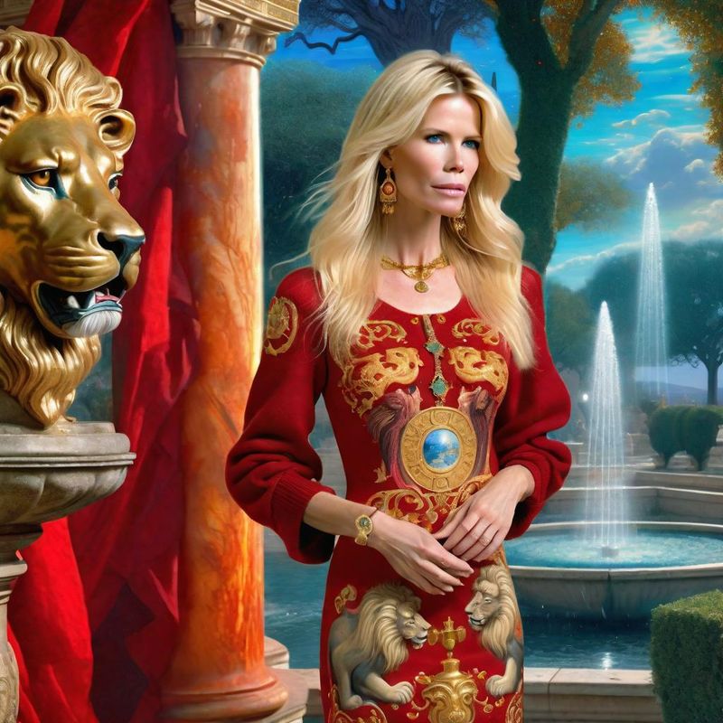 Claudia Schiffer in a Wool dress with Byzantine Lions in a Byzantine Empire 5.jpg