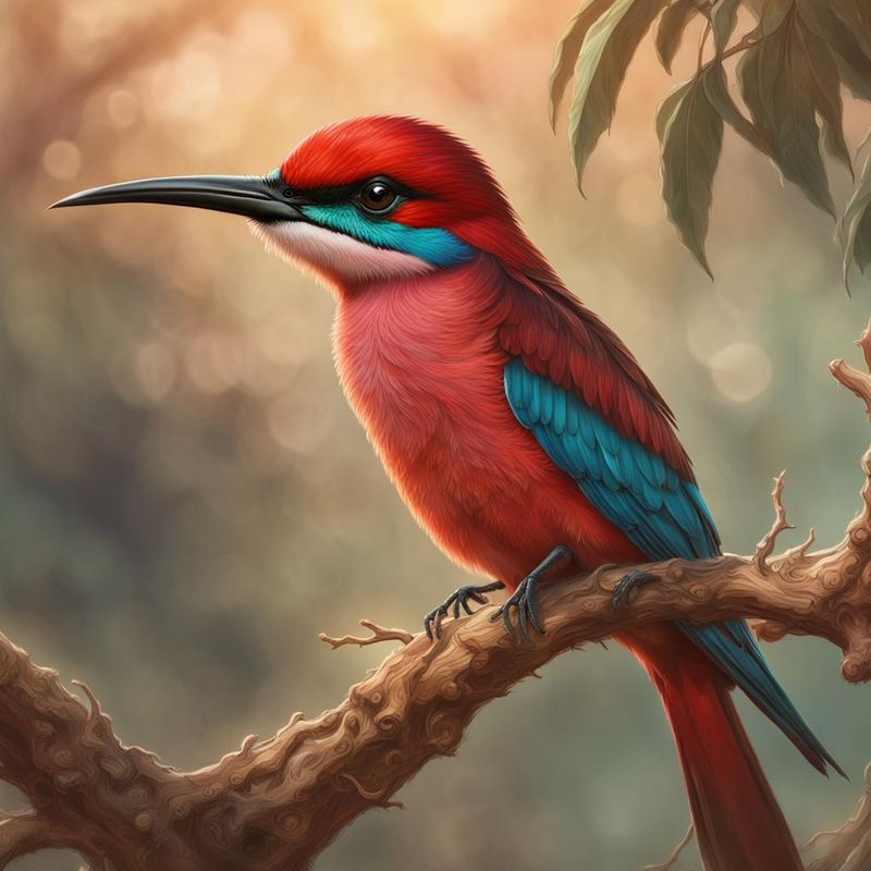 Southern carmine bee-eater on a branch in the African savanna 5.jpg