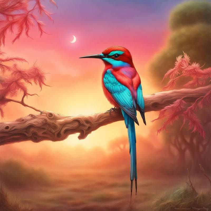 Southern carmine bee-eater on a branch in the African savanna 2.jpg