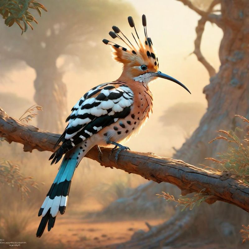 Hoopoe on a wooden pole in the African savanna 4.jpg