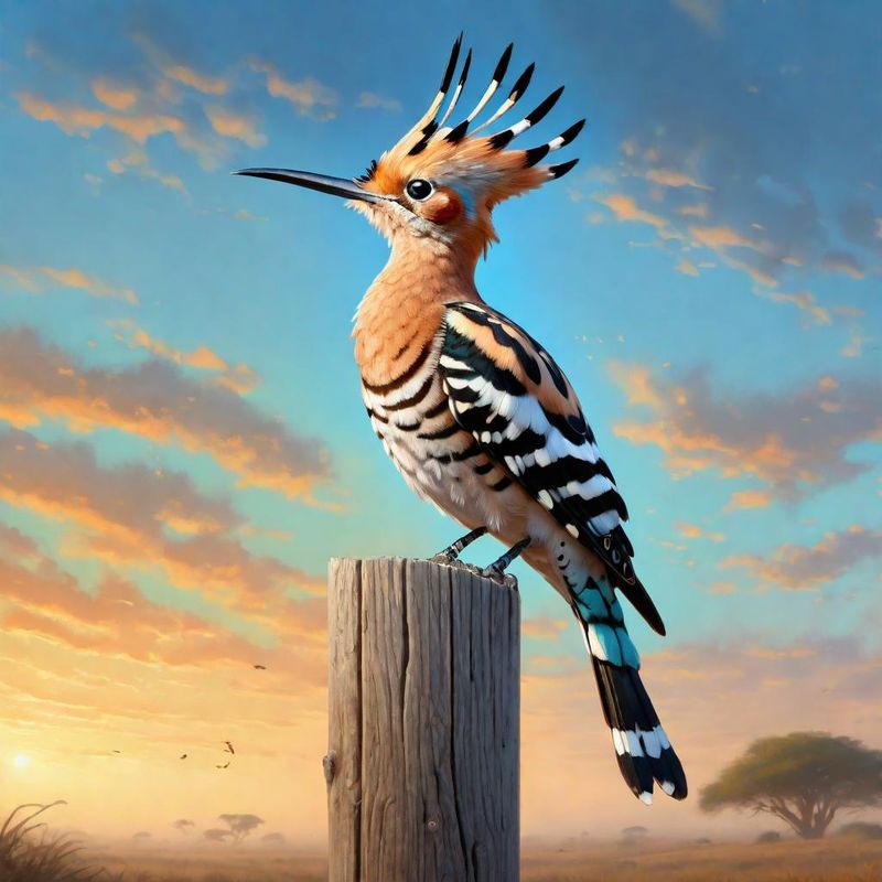 Hoopoe on a wooden pole in the African savanna 3.jpg
