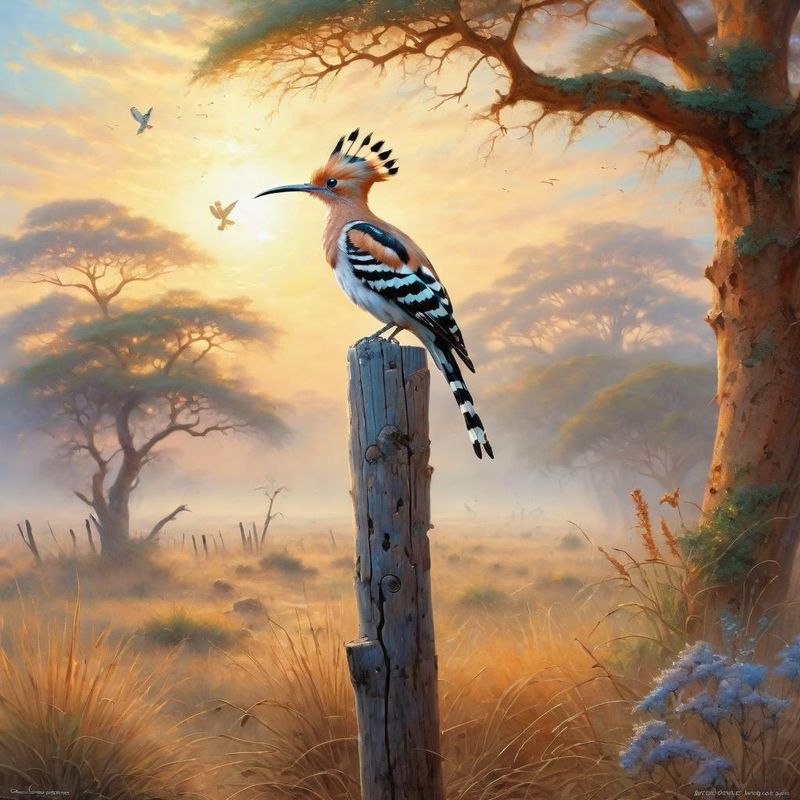 Hoopoe on a wooden pole in the African savanna 2.jpg