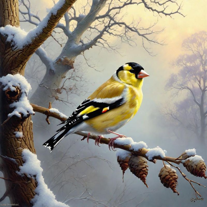 Goldfinch on a branch - Winter 2.jpg