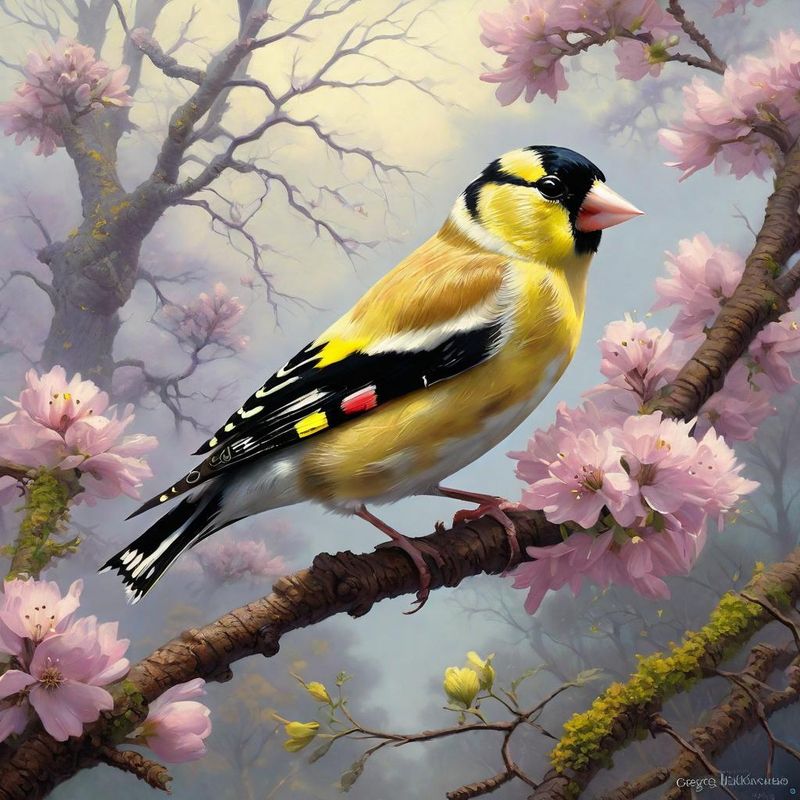 Goldfinch on a branch - Spring 1.jpg