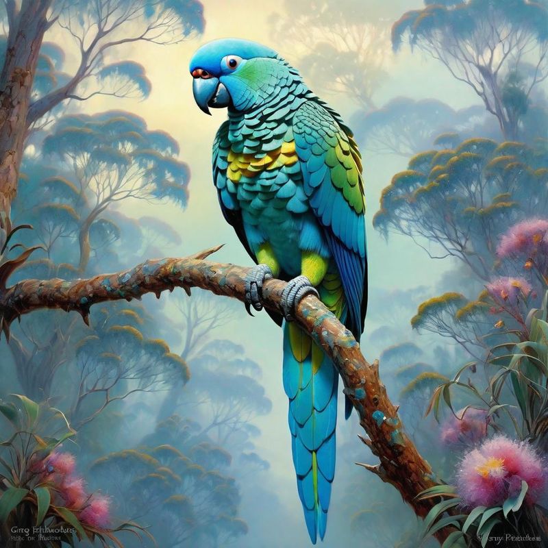 Turquoise parrot on a branch 1.jpg