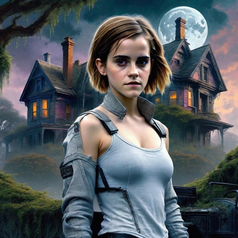 Emma Watson in Victoriaanse Cyberpunk clothes in a Cyberpunk mystic World 4.jpg