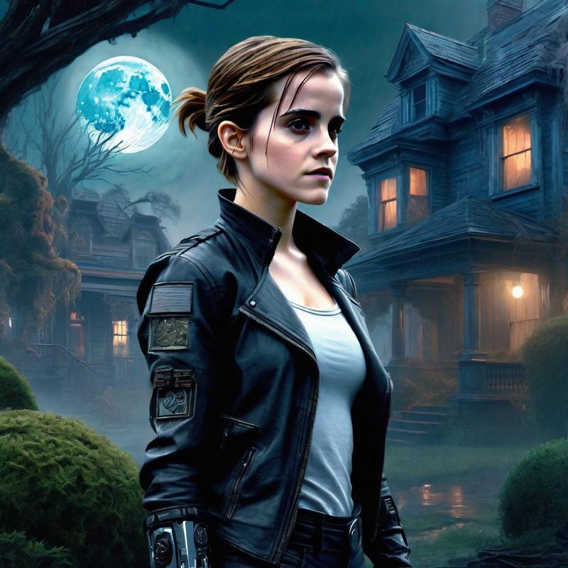 Emma Watson in Victoriaanse Cyberpunk clothes in a Cyberpunk mystic World 1.jpg