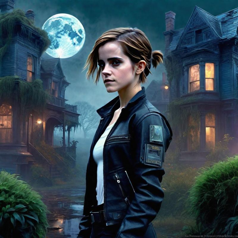 Emma Watson in Victoriaanse Cyberpunk clothes in a Cyberpunk mystic World 3.jpg