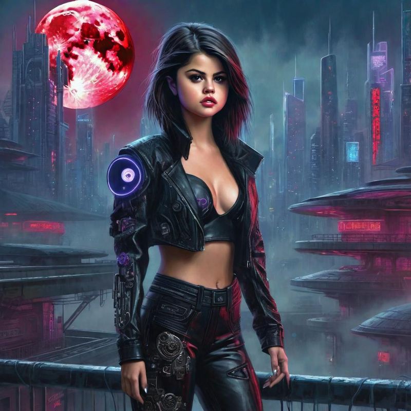 Selena Gomez in Cyberpunk clothes in a Cyberpunk World 5.jpg