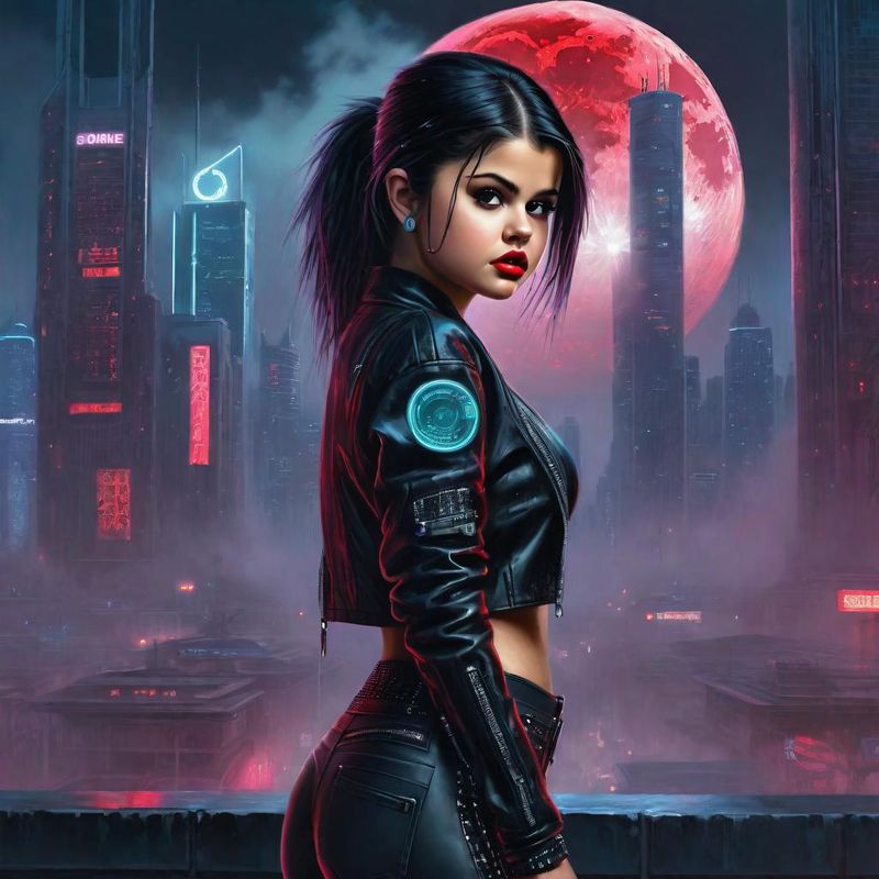 Selena Gomez in Cyberpunk clothes in a Cyberpunk World 4.jpg