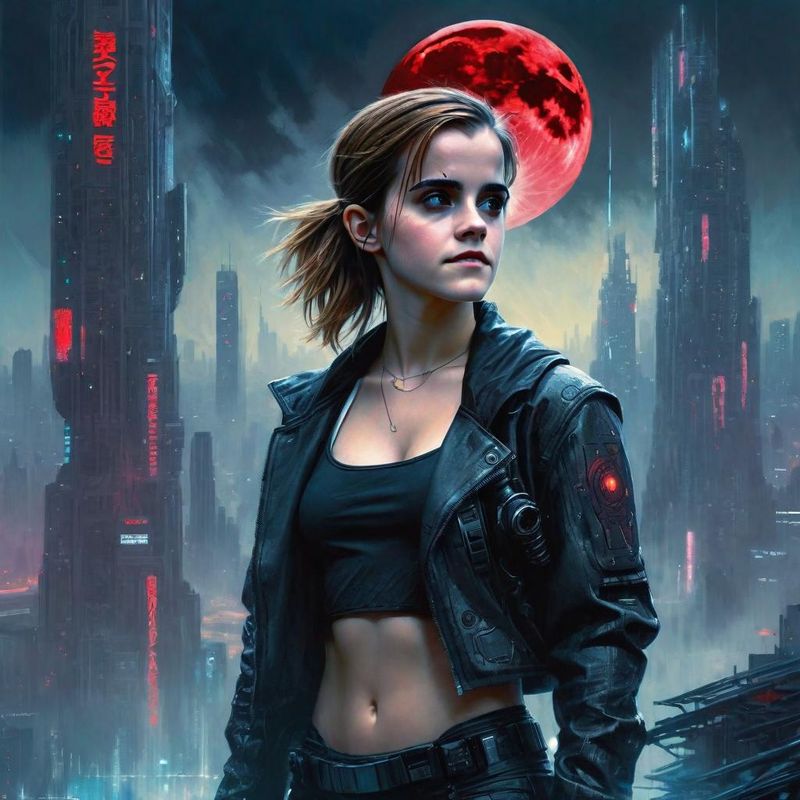 Emma Watson in Cyberpunk clothes in a Cyberpunk World 4.jpg