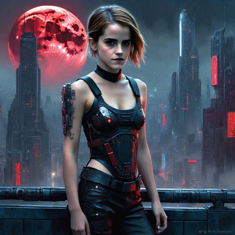 Emma Watson in Cyberpunk clothes in a Cyberpunk World 2.jpg