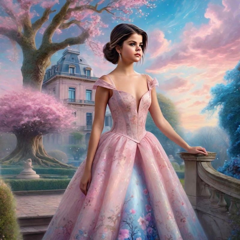 Selena Gomez Standing on a 18 century Palace garden 2.jpg