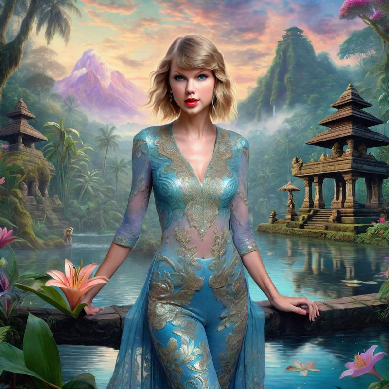 Taylor Swift in the jungle of Bali near a Hindu temple 3.jpg