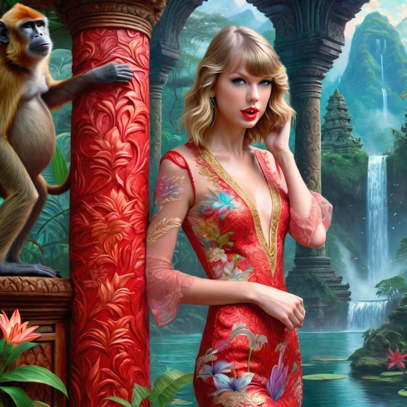 Taylor Swift in the jungle of Bali near a Hindu temple 6.jpg