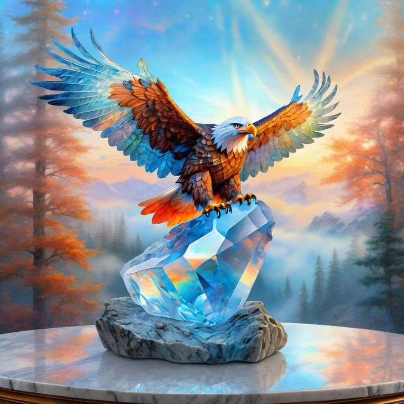 Crystal Eagle on a Rock on a marble table top 2.jpg