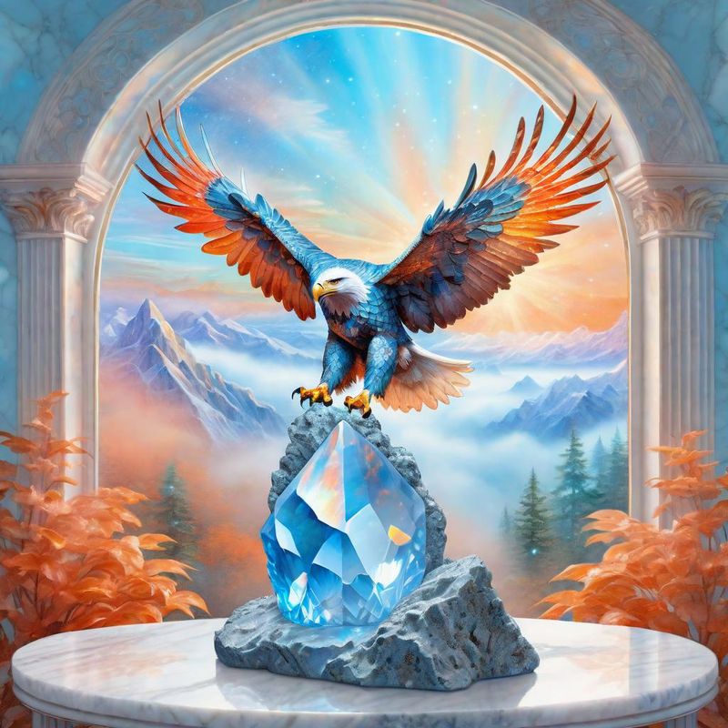 Crystal Eagle on a Rock on a marble table top 1.jpg