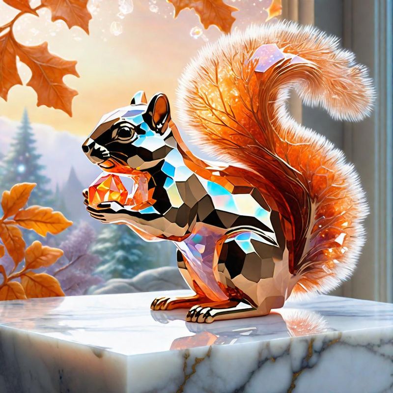 Crystal squirrel on a Branch on a marble table top 3.jpg