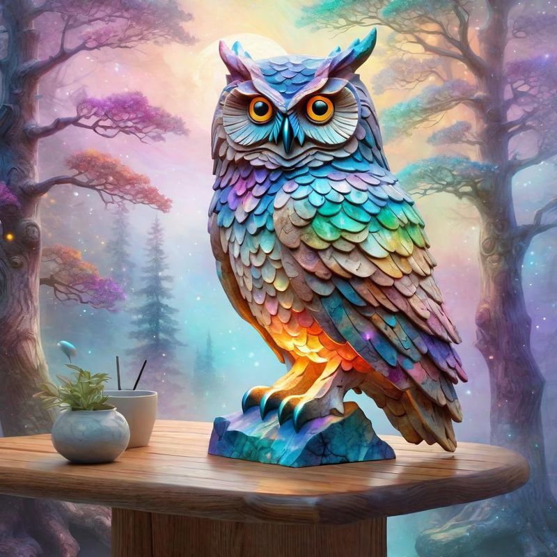 stone owl on a branch on a wooden oak table 4.jpg