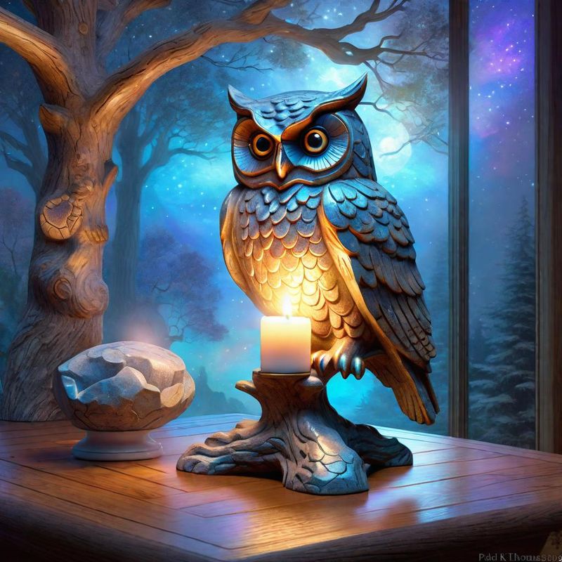 stone owl on a branch on a wooden oak table 1.jpg