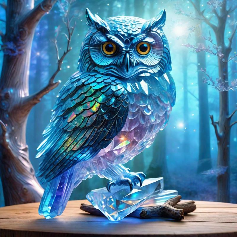 Crystal Owl on a Branch on a Wooden oak table 5.jpg
