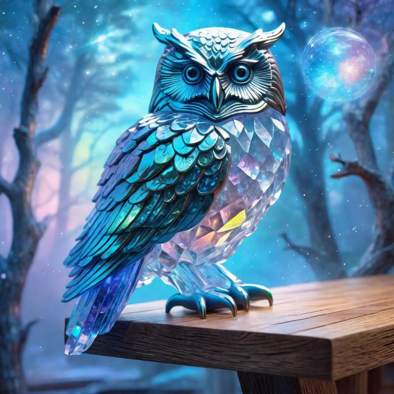 Crystal Owl on a Branch on a Wooden oak table 4.jpg