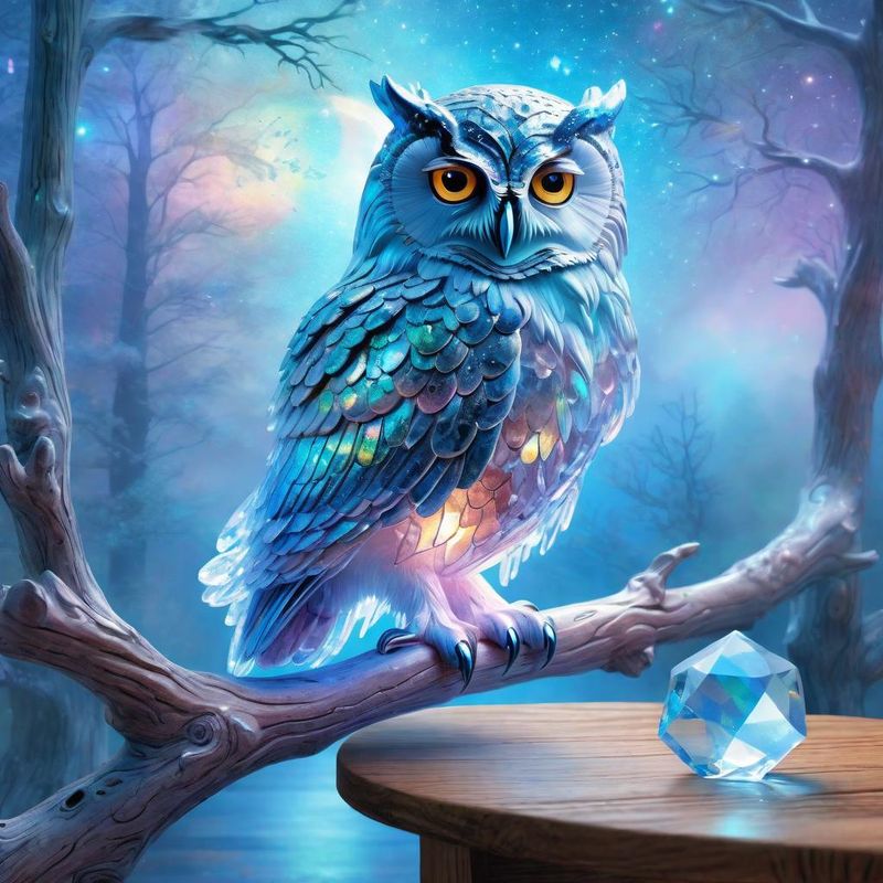 Crystal Owl on a Branch on a Wooden oak table 3.jpg