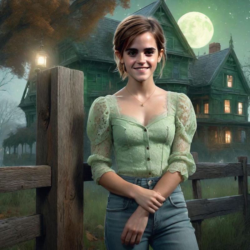 Emma Watson in the moonlight by an old House 2.jpg