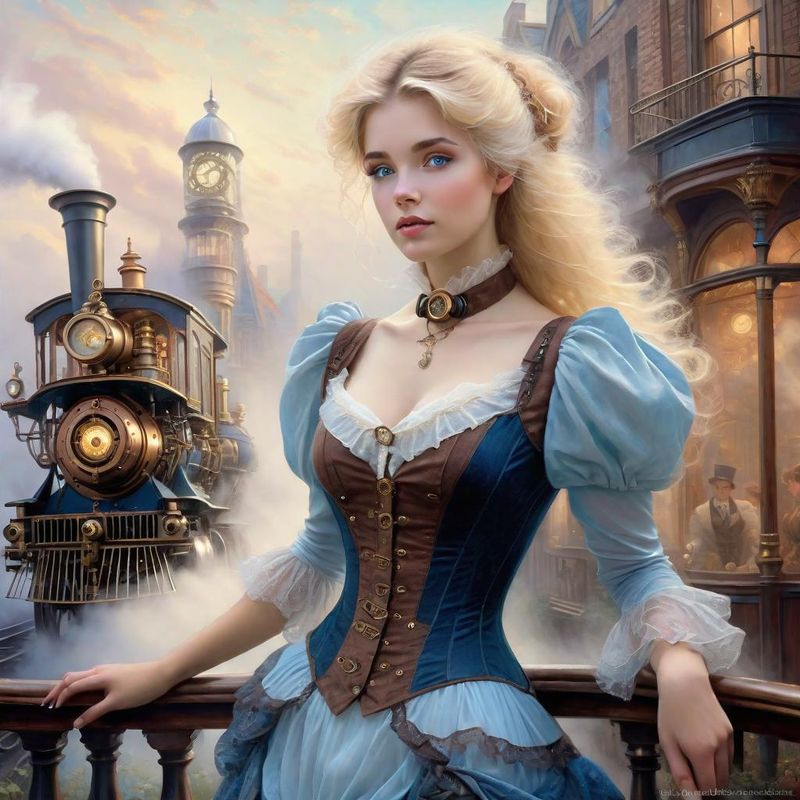 Sensual Young Women  in Belle Epoque clothes in a Steampunk world 2.jpg