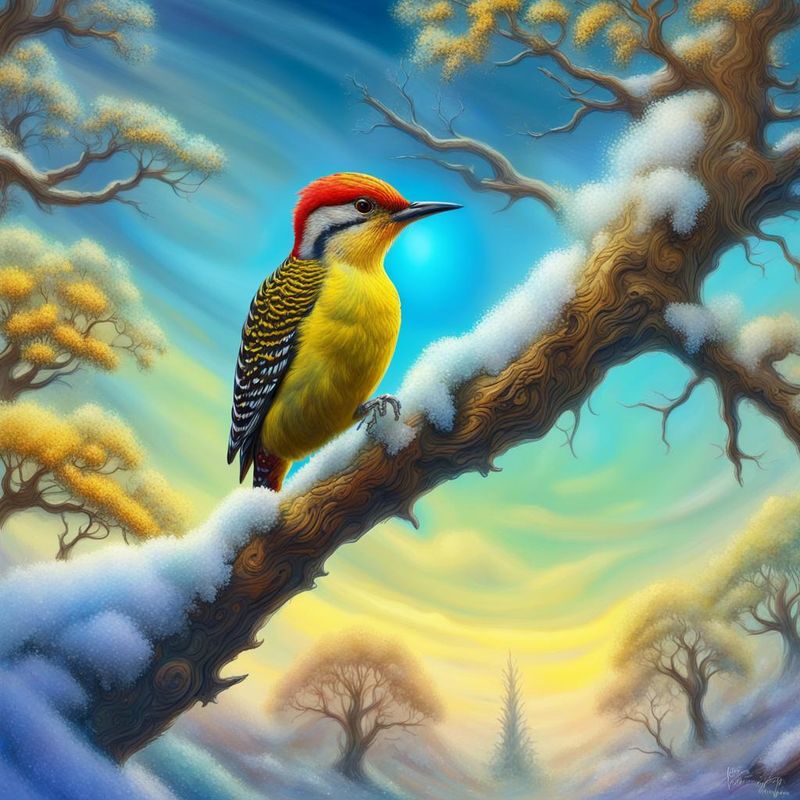 YELLOW-BROWED WOODPECKER on a branch - Winter 1.jpg