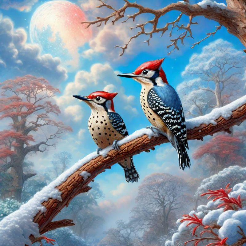 RED-CROWNED WOODPECKER on a branch - Winter 2.jpg