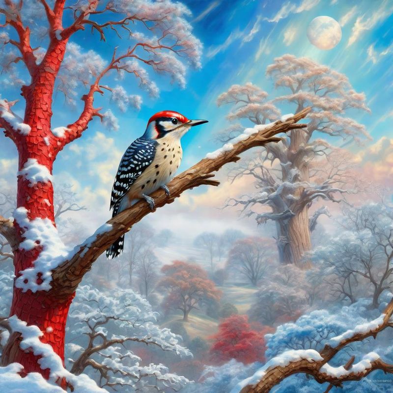RED-CROWNED WOODPECKER on a branch - Winter 1.jpg