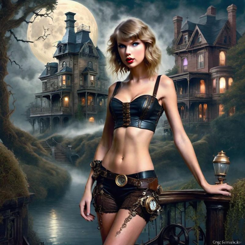Taylor Swift  in Victoriaanse steampunk clothes in a Steampunk mystic World 3.jpg