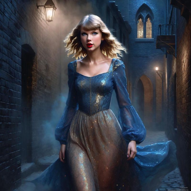 Taylor Swift in a medieval dress in a dark alley 4.jpg