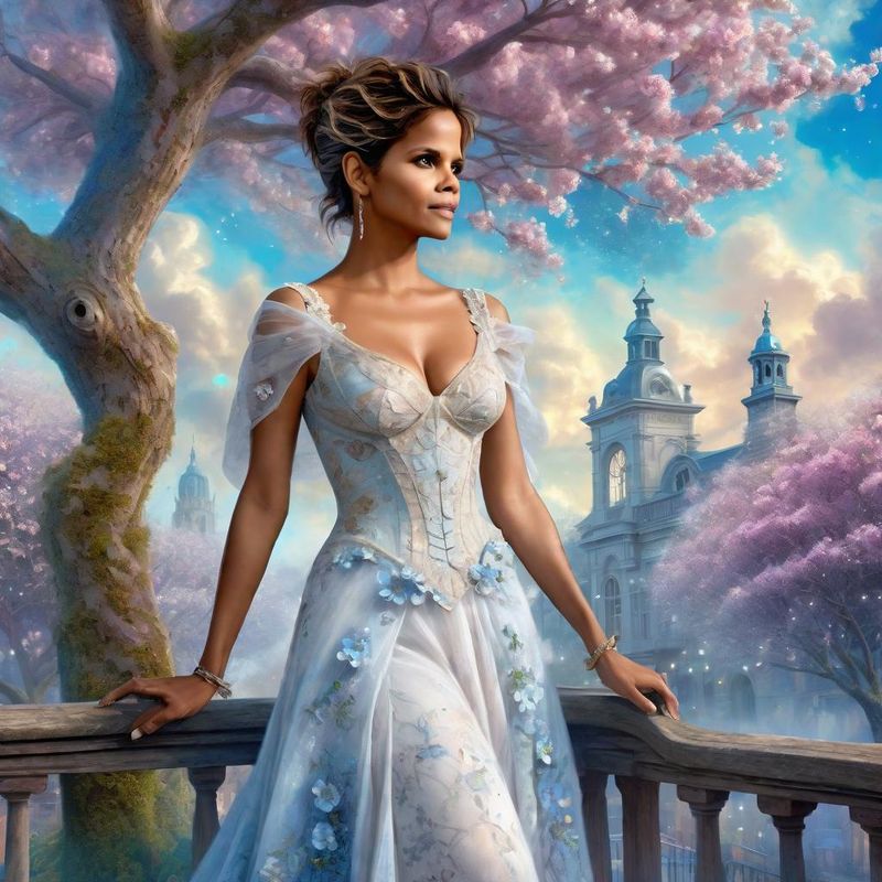 Halle Berry Selena Gomez Standing on a 18 century marketplace 4.jpg