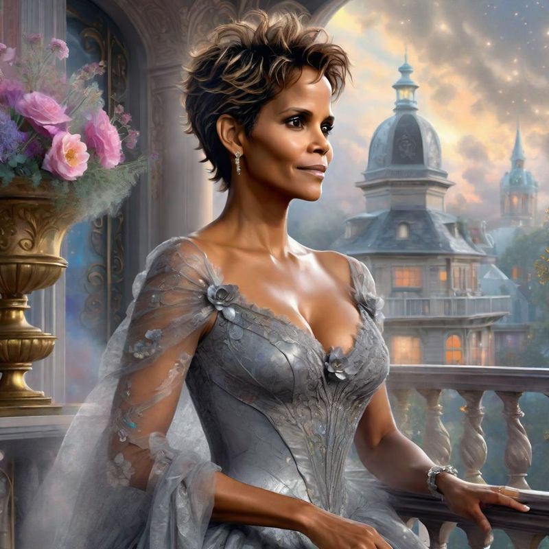 Halle Berry Standing on a Balcony in a 18 century ballroom dress 3.jpg