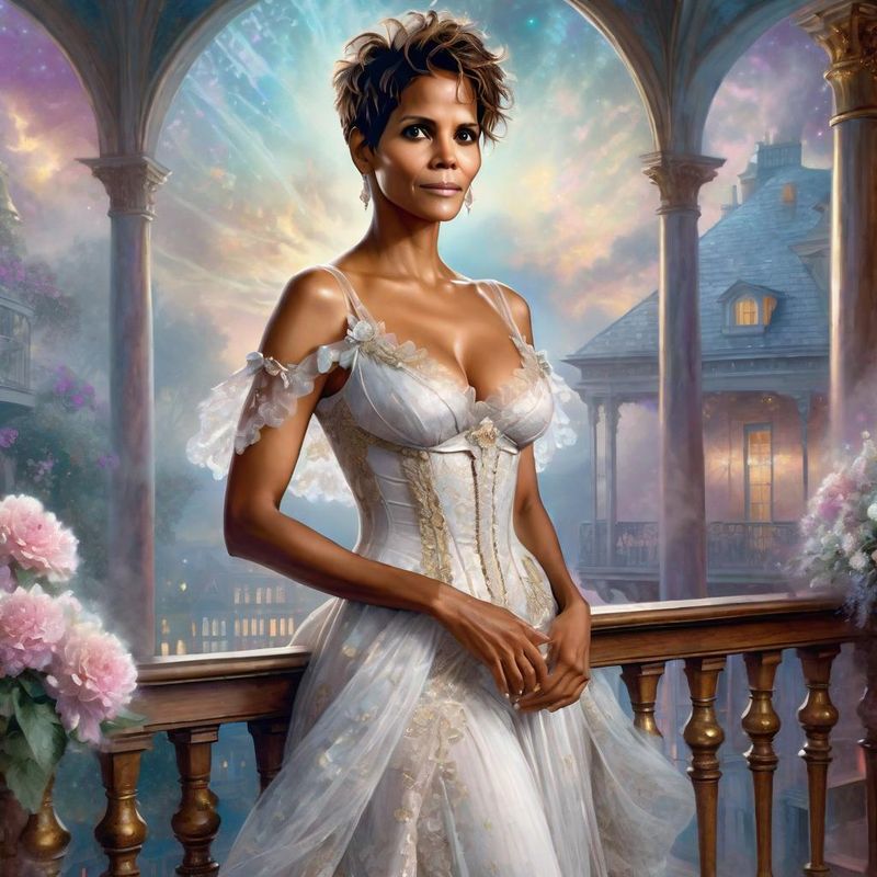 Halle Berry Standing on a Balcony in a 18 century ballroom dress 2.jpg