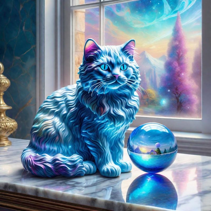 Crystal cat with a ball of wool on a marble table top 3.jpg
