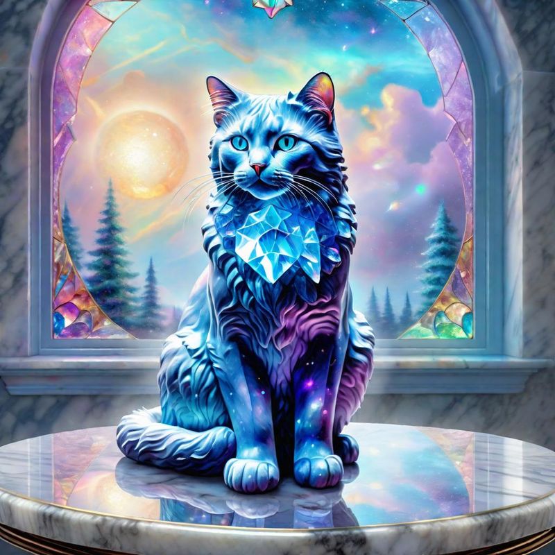 Colorful Crystal cat on a marble table top 2.jpg