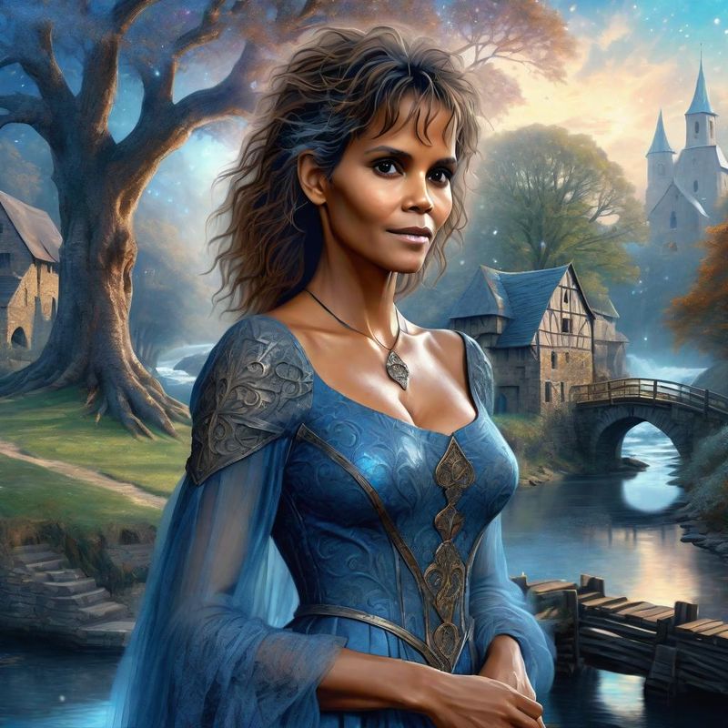 Halle Berry Medieval Clothes in a medieval Fantasy World Bby a Watermill 5.jpg