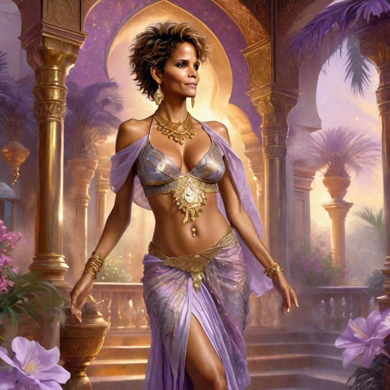 Halle Berry as a Belly dancing Harem dancer in an arabic palace in a Fantasy World 5.jpg