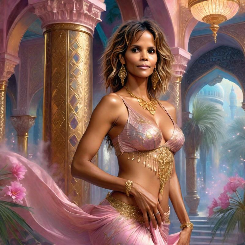 Halle Berry as a Belly dancing Harem dancer in an arabic palace in a Fantasy World 4.jpg