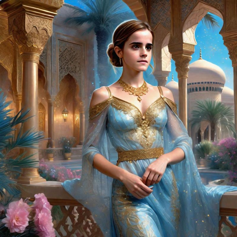 Emma Watson as Arabian princess in an arabic palace in a Fantasy World 1.jpg