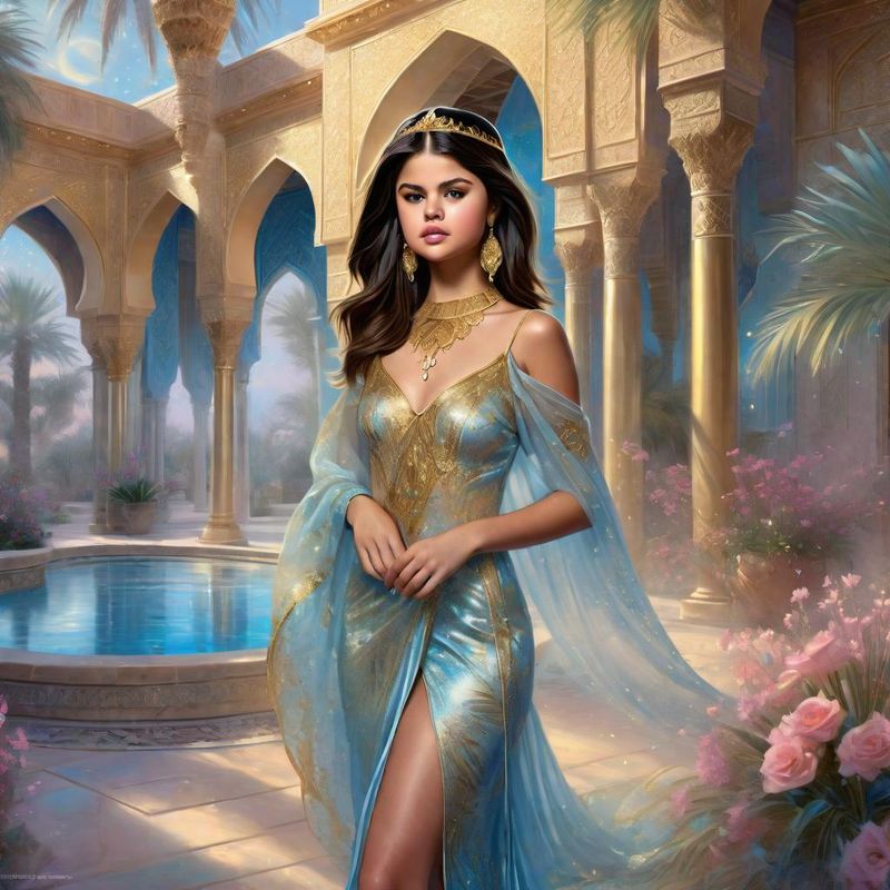 Selena Gomez as Arabian princess in an arabic palace in a Fantasy World 5.jpg