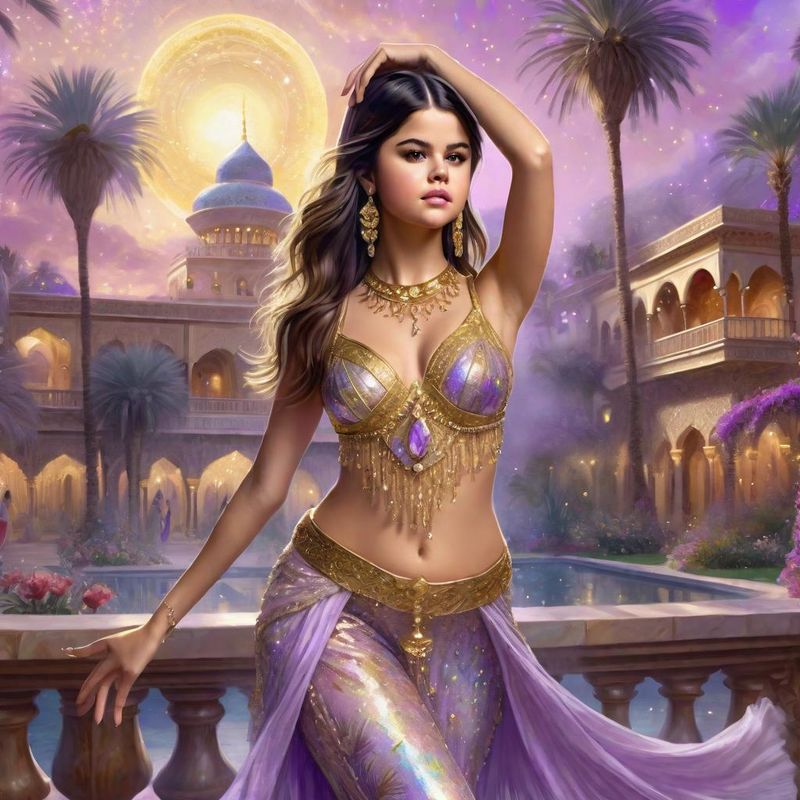 Selena Gomez as a Belly dancing Harem dancer in an arabic palace in a Fantasy World 4.jpg