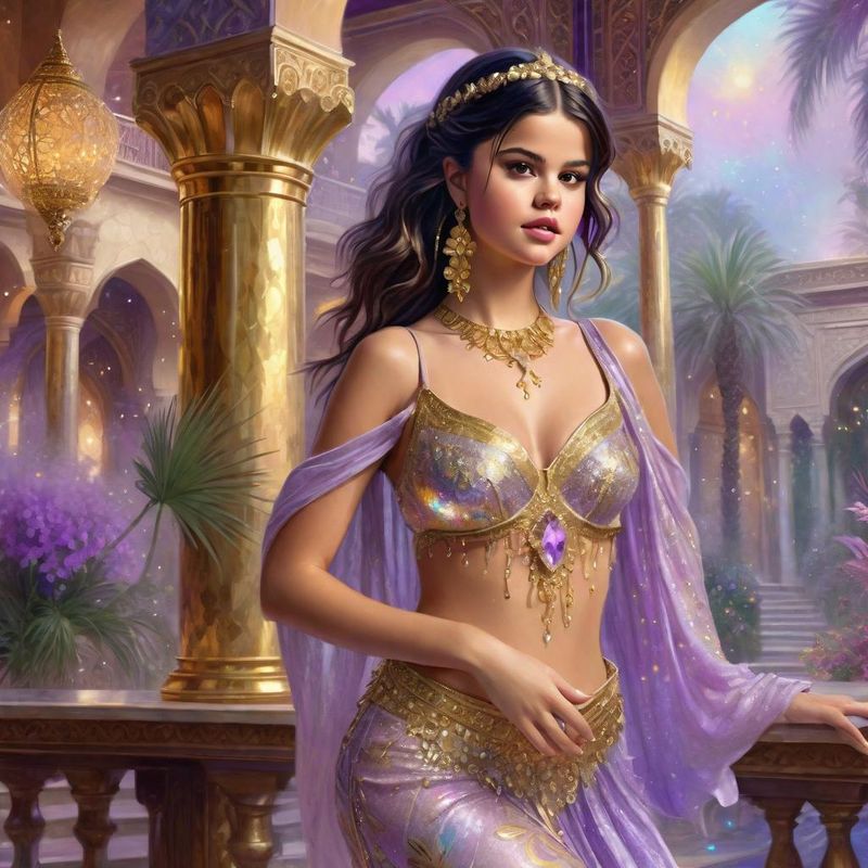 Selena Gomez as a Belly dancing Harem dancer in an arabic palace in a Fantasy World 2.jpg