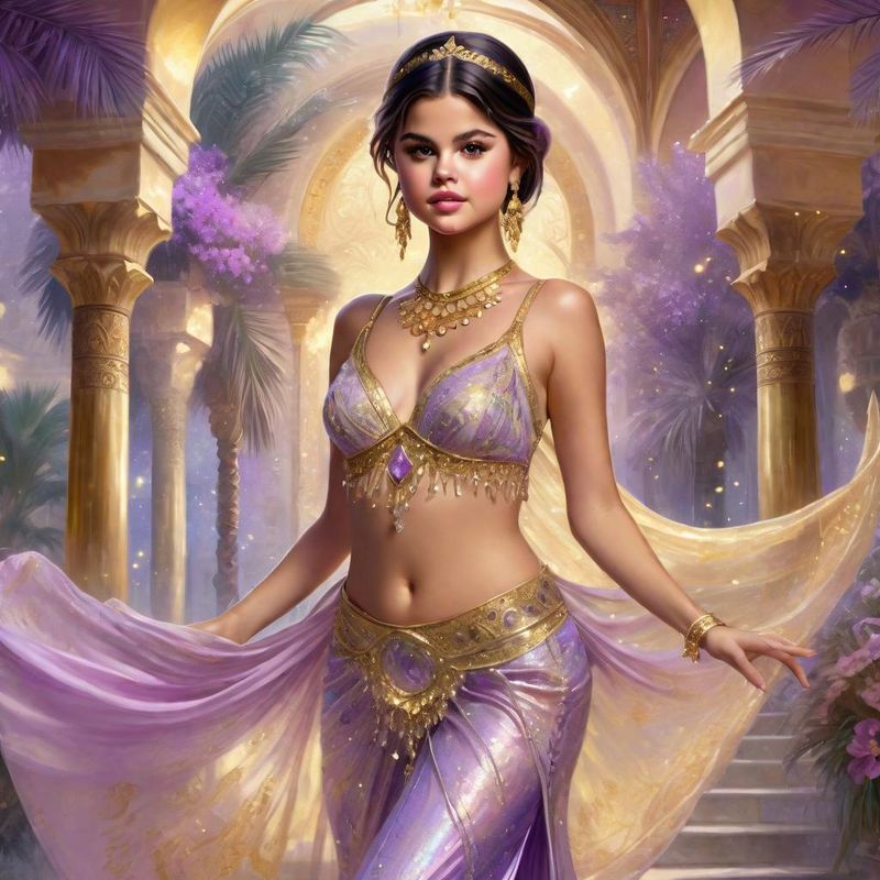 Selena Gomez as a Belly dancing Harem dancer in an arabic palace in a Fantasy World 1.jpg