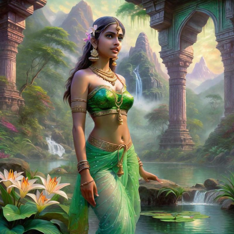 Young Sensual Women in the jungle of India near a Temple 10.jpg