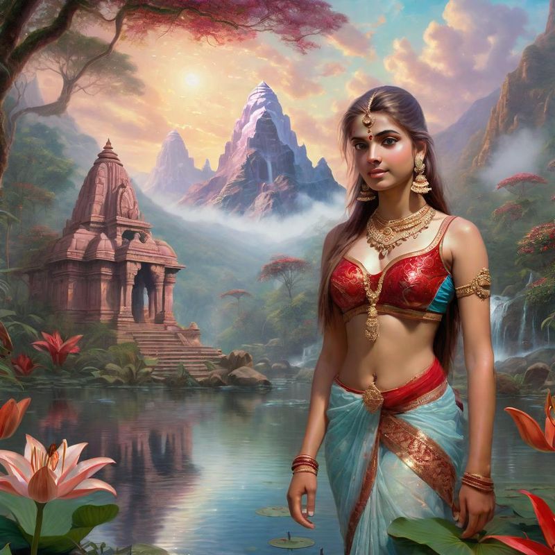 Young Sensual Women in the jungle of India near a Temple 2.jpg